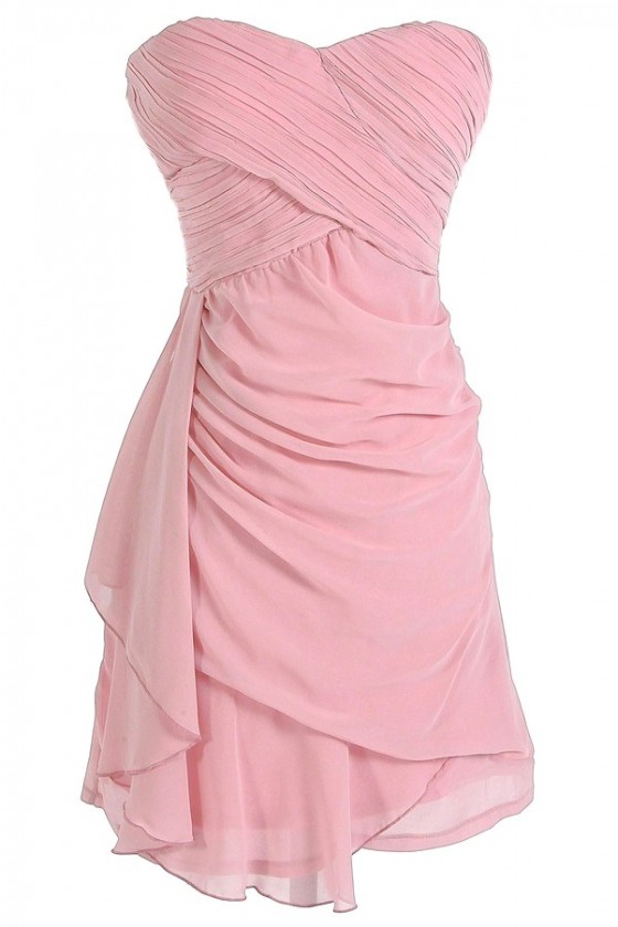 Draped Chiffon Dress in Rose